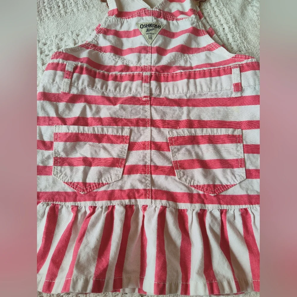 Oshkosh B'Gosh Pink Striped Overalls Dress 3T
